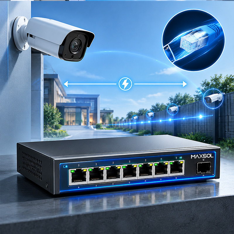 PoE hasta 300 m: cómo conectar cámaras IP