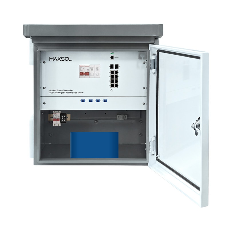 Caja Ethernet industrial gestionada Maxsol SBOX2802SFG-I-288WH con batería LiFePO4 integrada