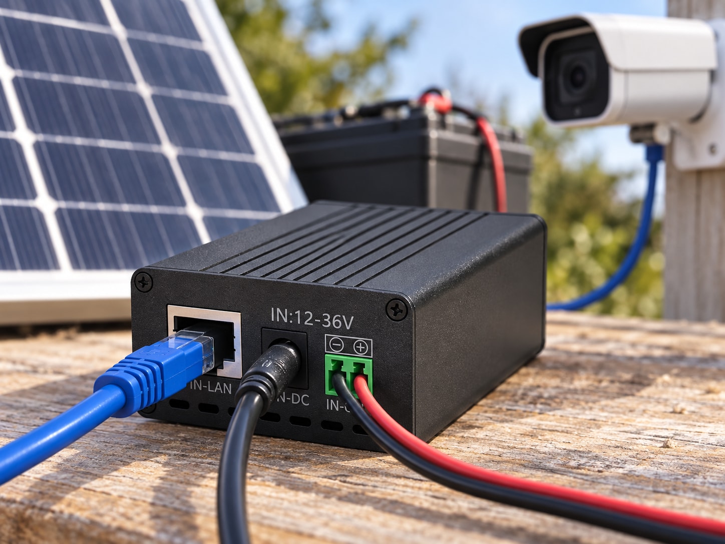 Convertidor Maxsol POE24V de corriente continua a PoE con pantalla LCD de voltaje