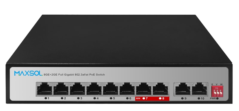 Conmutador PoE Gigabit no gestionado de largo alcance con 8 puertos, 120W
