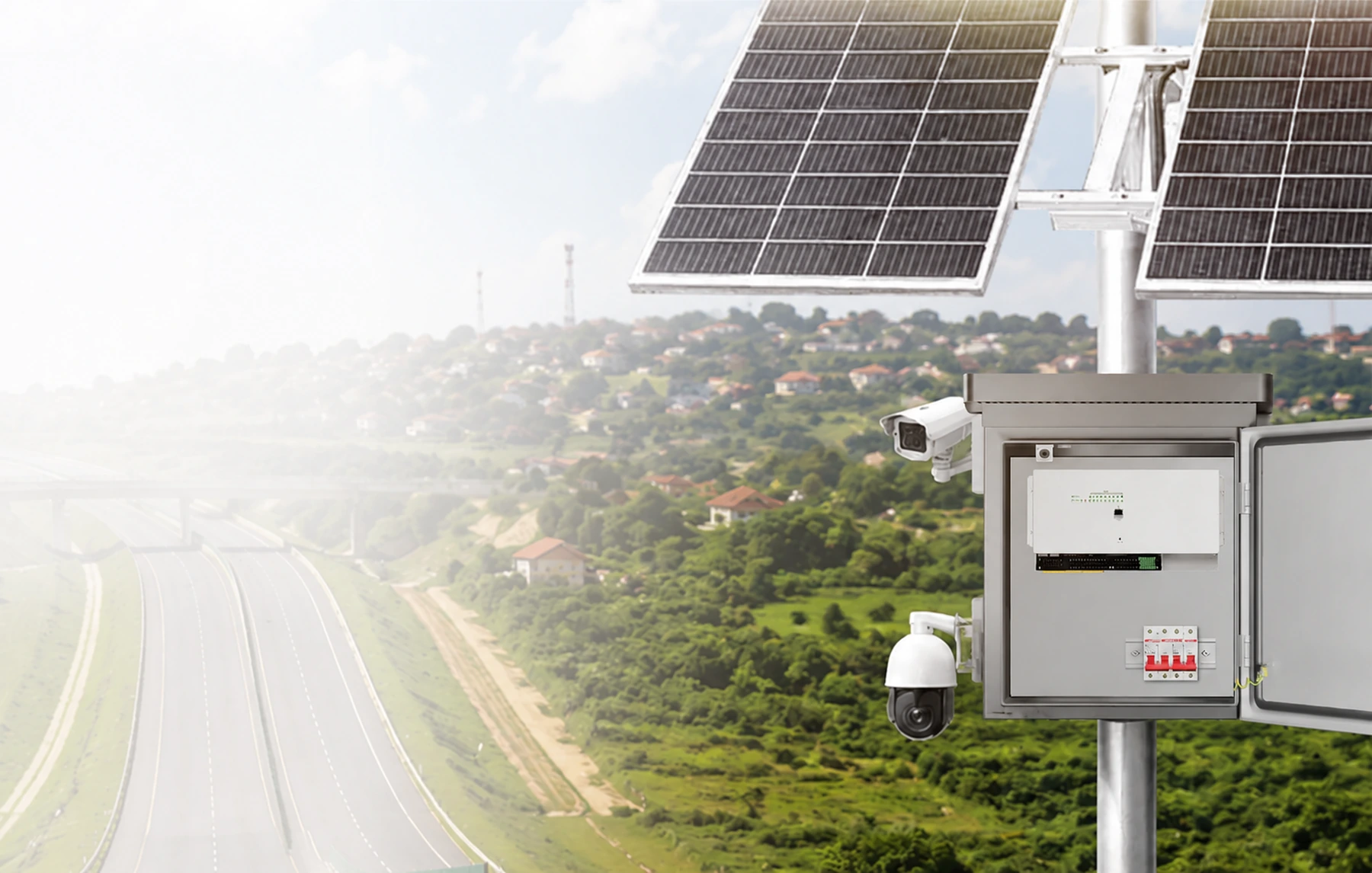 Caja solar autónoma con switch PoE industrial